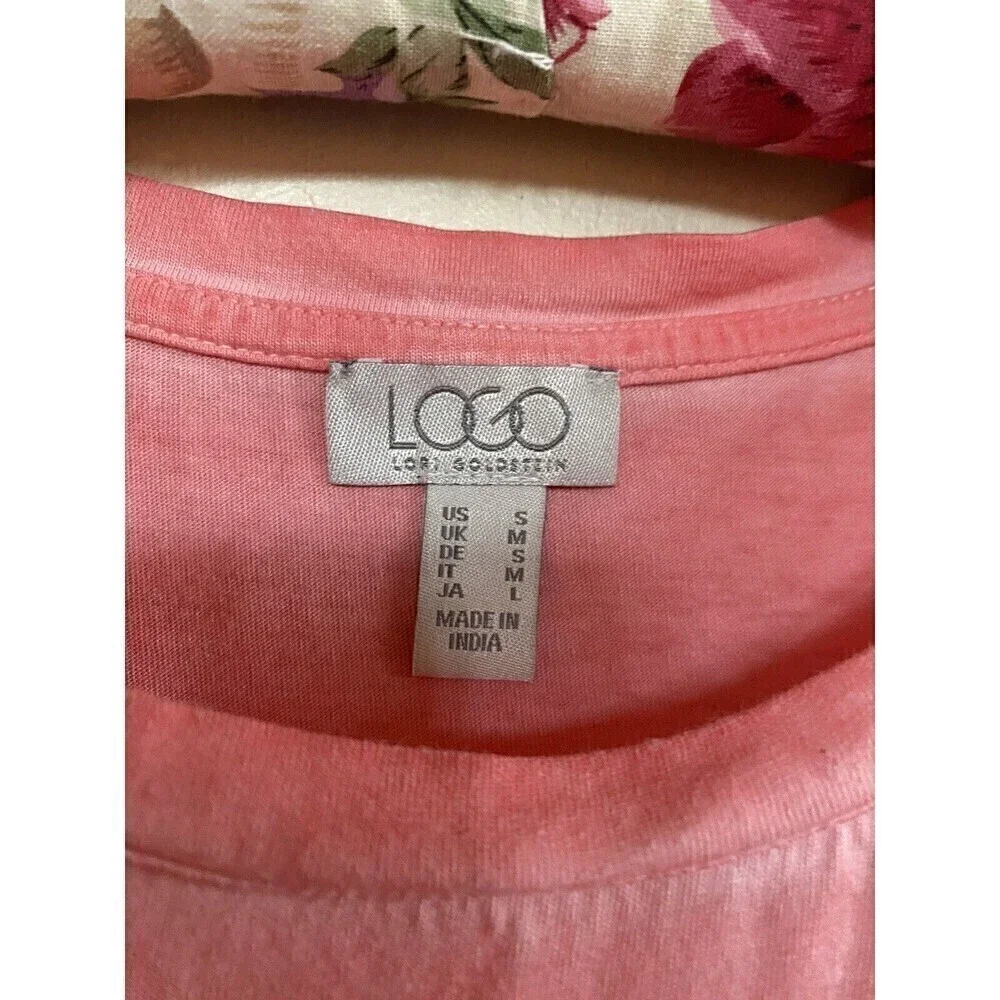 LOGO By Lorie Goldstein Coral Short Sleeve Top. Sz.S - Picture 3 of 4